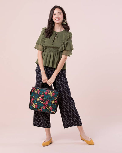 Tropical Embroidered Laptop Bag