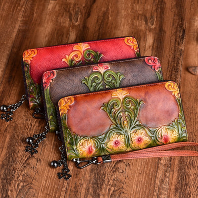 Camara Women's Retro Genuine Leather Vintage Embossed Wallet