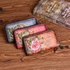 Adaeh Spring Retro Women Leather Long Zipper Wallet Handmade Embossed